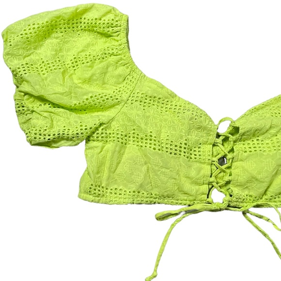 Wild Fable size Xl lime green Puff Short Sleeve Sweetheart Neck Tiny Top NWT - Picture 8 of 12